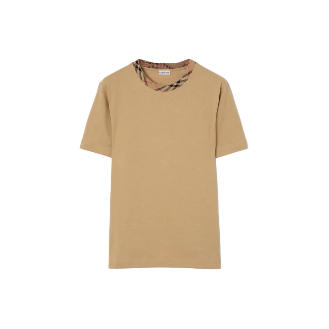 Burberry T-shirt in cotone con finiture Check