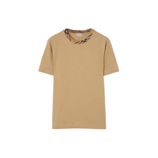 Burberry T-shirt in cotone con finiture Check