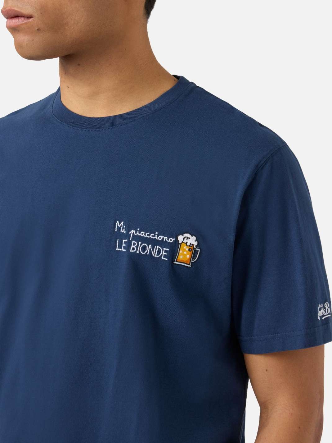 SAINT BARTH T-shirt Portofino blu con ricamo Mi Piacciono Le Bionde