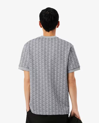 LACOSTE T-shirt Classic fit con monogramma jacquard