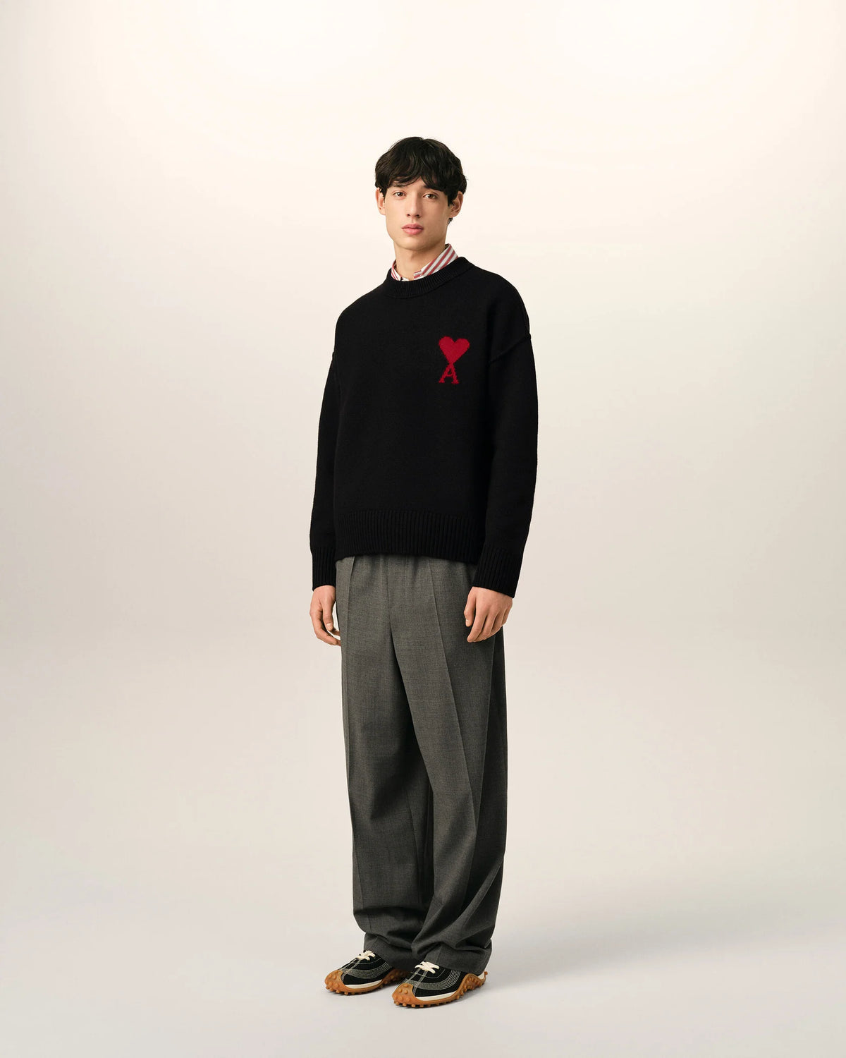 Maglione girocollo Ami de Cœur in lana nera