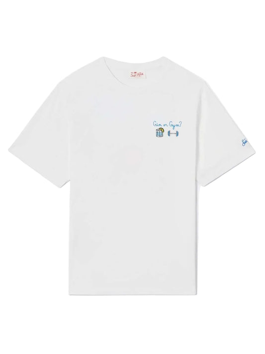 SAINT BARTH T-shirt Portofino bianca con ricamo Gin Or Gym?