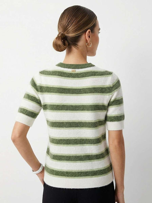 Maglia a Maniche Corte a Righe con Lana