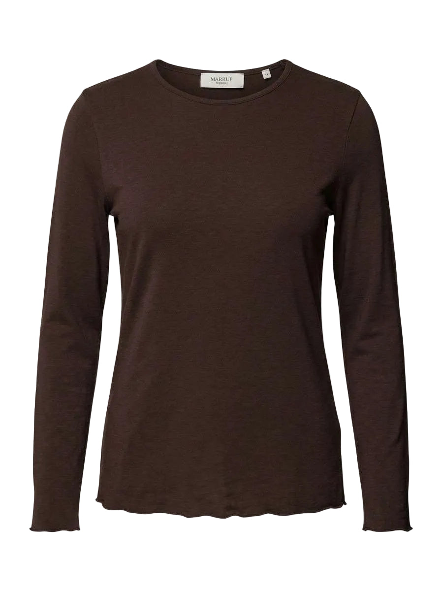 T-shirt girocollo in jersey misto cachemire