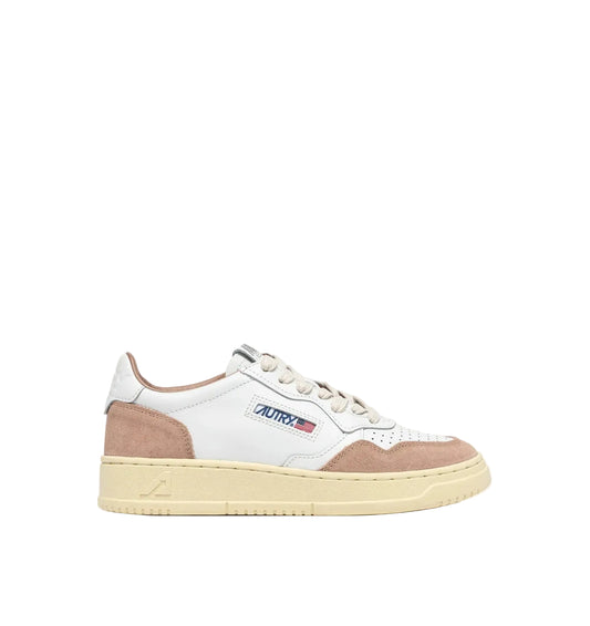 AUTRY SNEAKERS MEDALIST LOW IN PELLE BIANCA E SUEDE ROSE CANNEL