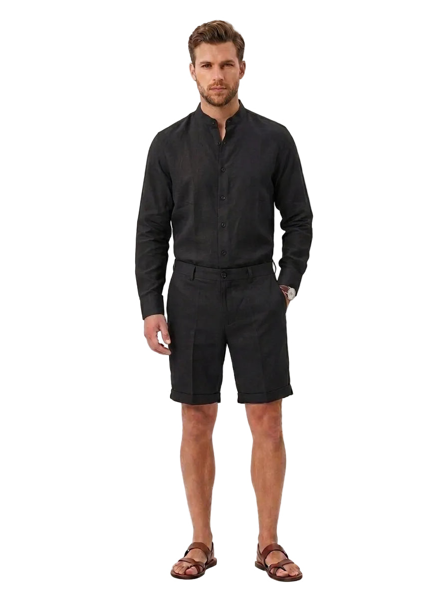 Camicia in puro lino con collo alla coreana FRAPE ONE