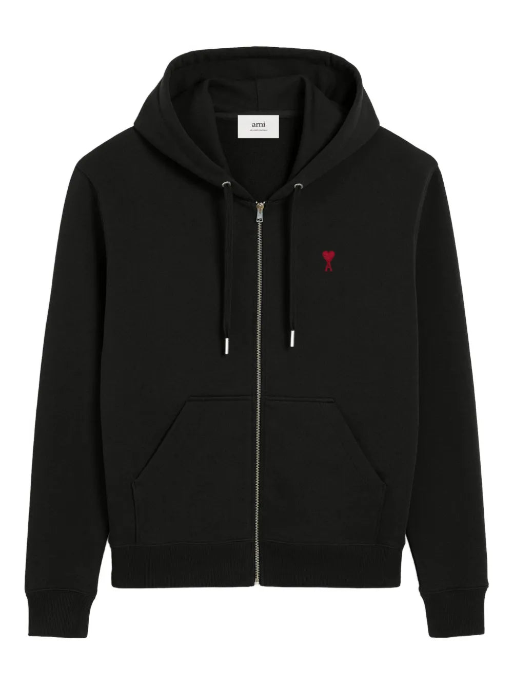 Felpa con cappuccio e zip Ami de Coeur in cotone nero