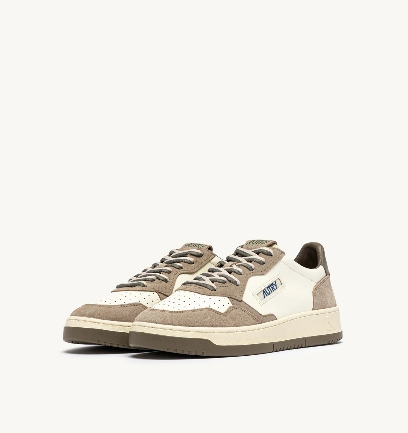 AUTRY SNEAKERS MEDALIST LOW IN PELLE E SUEDE COVERT GREEN E LICORICE