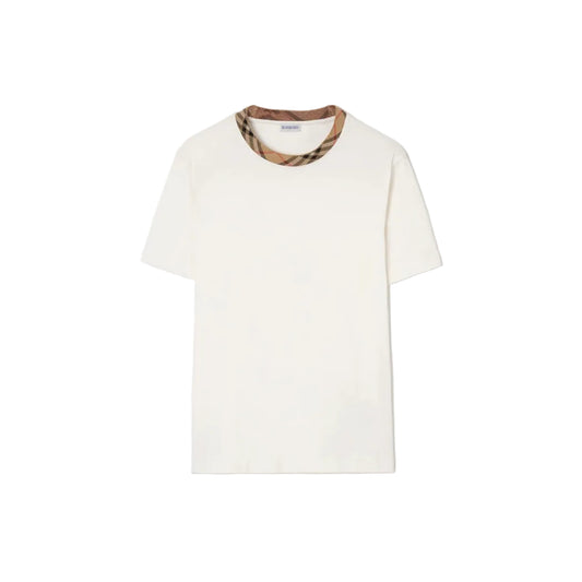 Burberry T-shirt in cotone con finiture Check