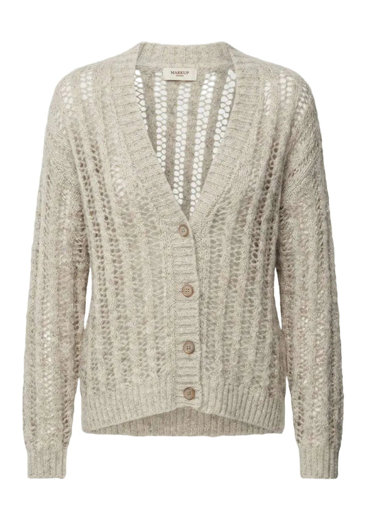 MARKUP Cardigan traforato a trecce in filo lurex