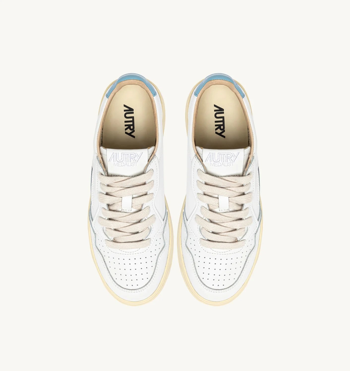 AUTRY SNEAKERS MEDALIST LOW IN PELLE BIANCA E FORGET ME NOT