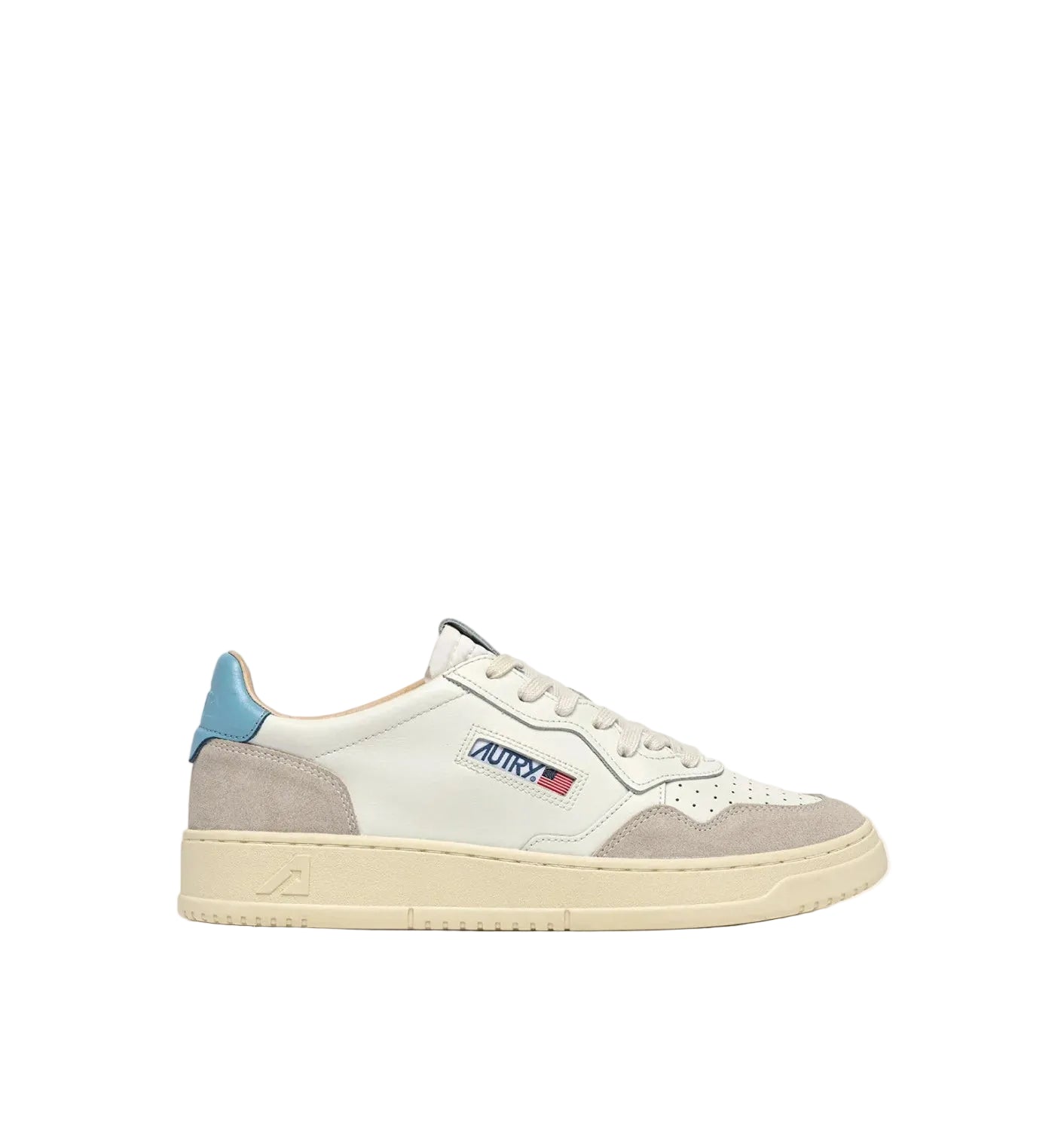 AUTRY SNEAKERS MEDALIST LOW IN SUEDE E PELLE BIANCA E FORGET ME NOT