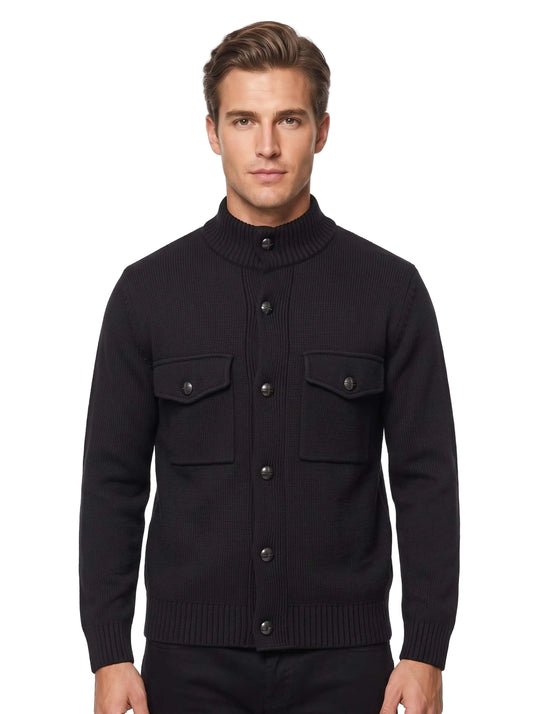 MU64 Cardigan Giacca Uomo in Maglia con Tasche Frontali