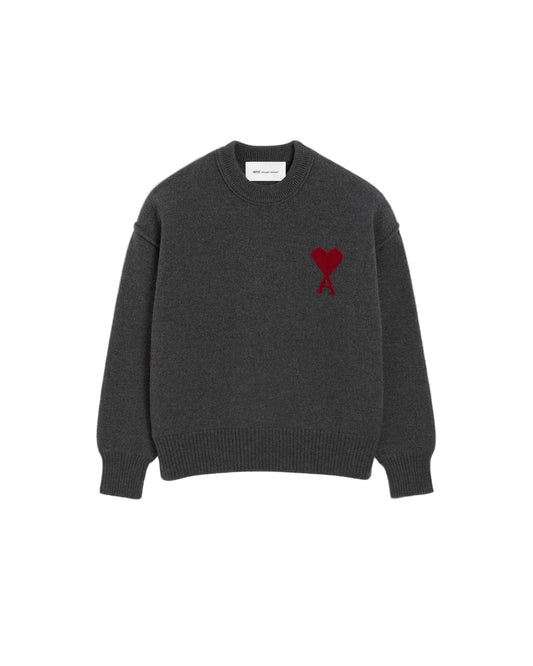 Maglione girocollo Ami de Cœur in lana grigia
