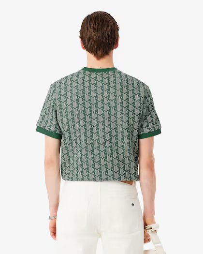 LACOSTE T-shirt Classic fit con monogramma jacquard