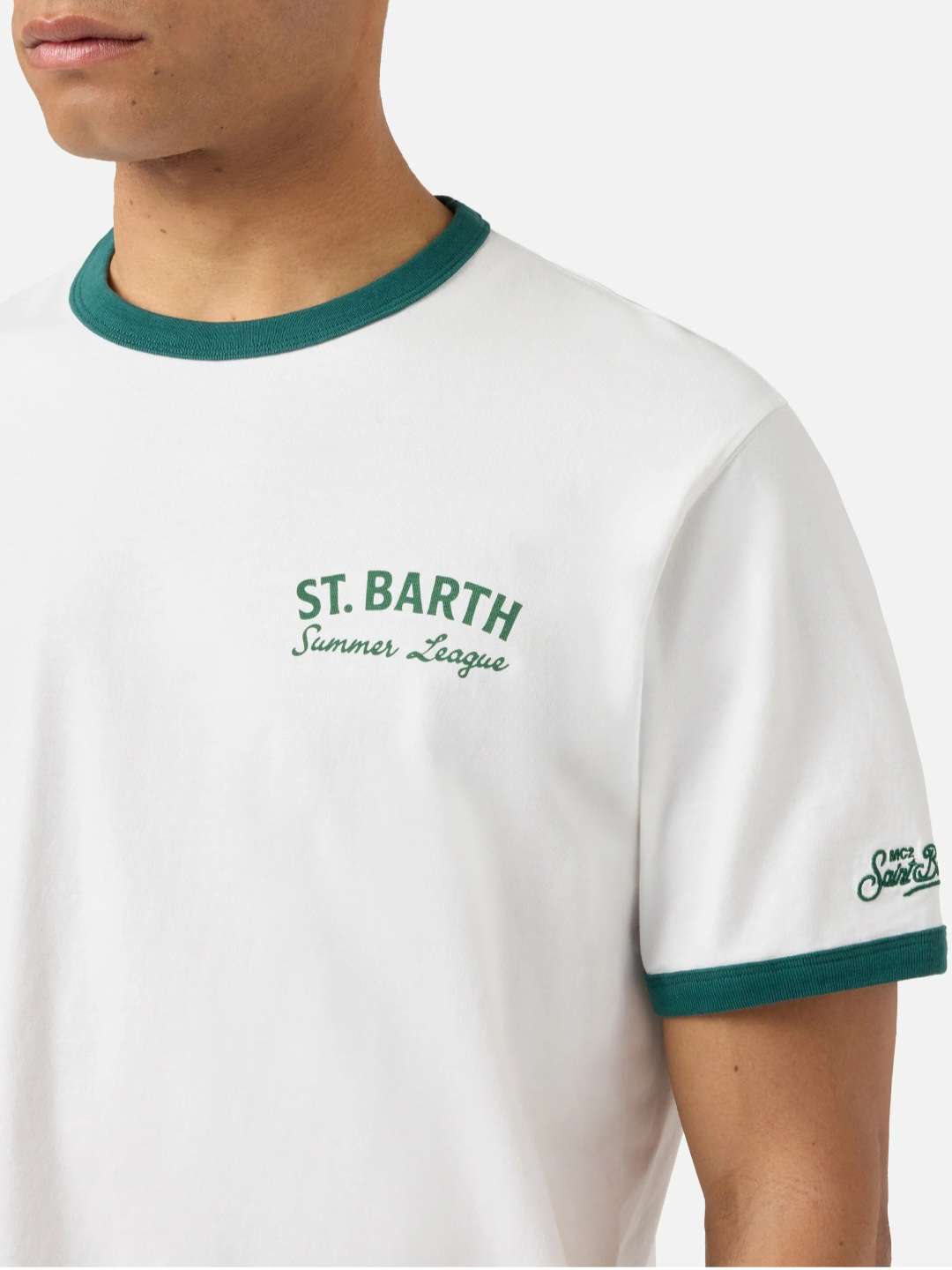 SAINT BARTH T-shirt Dean panna con stampa Tennis League e maxi grafica sul retro