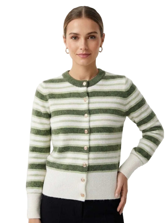 Cardigan a Righe con Bottoni Dorati – Markup Woman