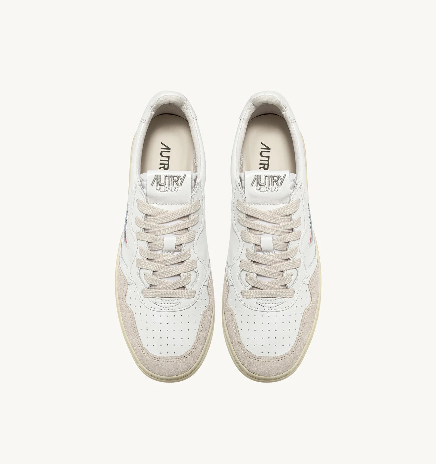 AUTRY SNEAKERS MEDALIST LOW IN PELLE BIANCA E SUEDE BEIGE