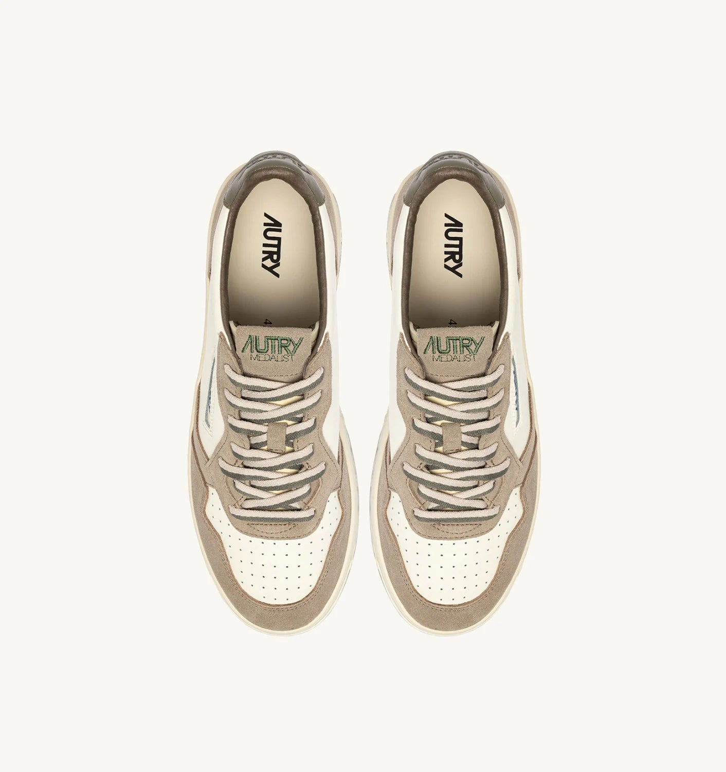 AUTRY SNEAKERS MEDALIST LOW IN PELLE E SUEDE COVERT GREEN E LICORICE