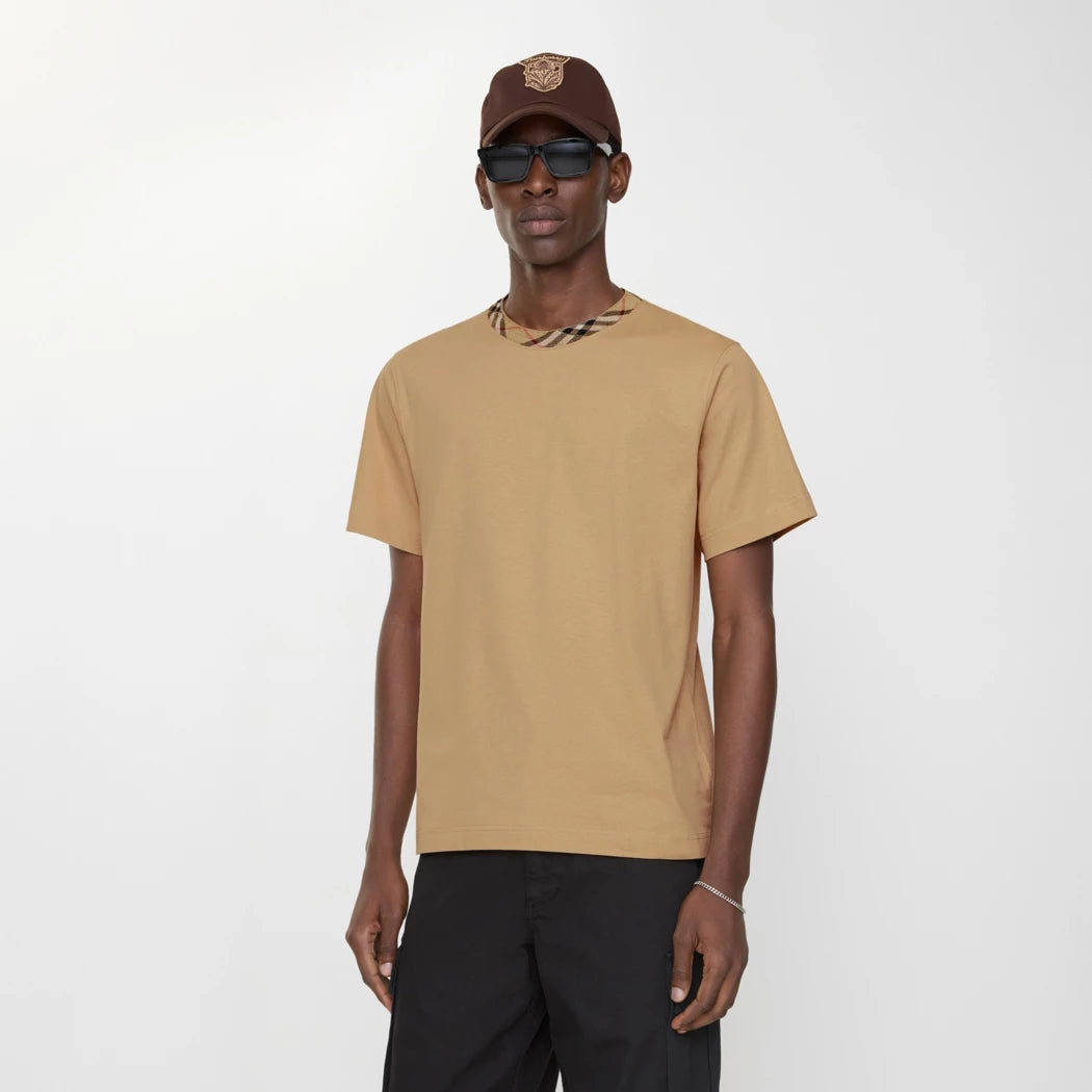 Burberry T-shirt in cotone con finiture Check