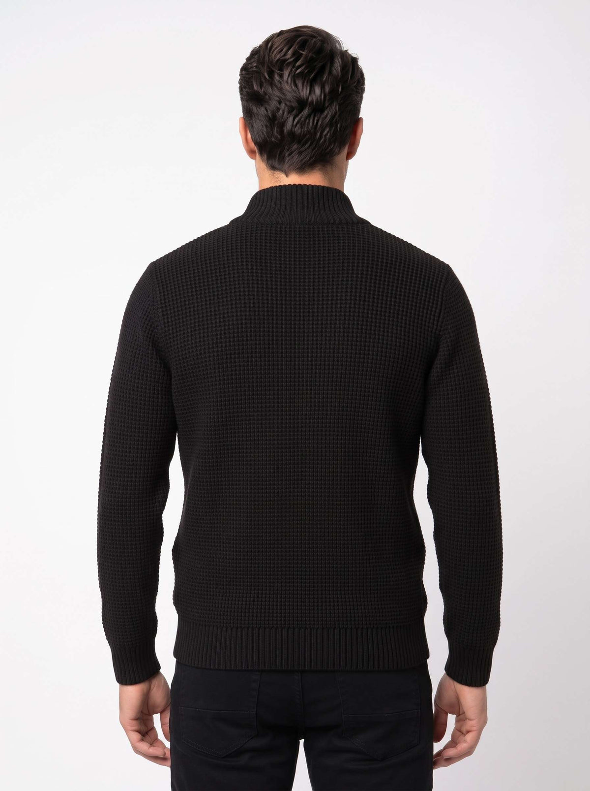 Cardigan Uomo a Nido d'Ape con Zip e Tasche Frontali