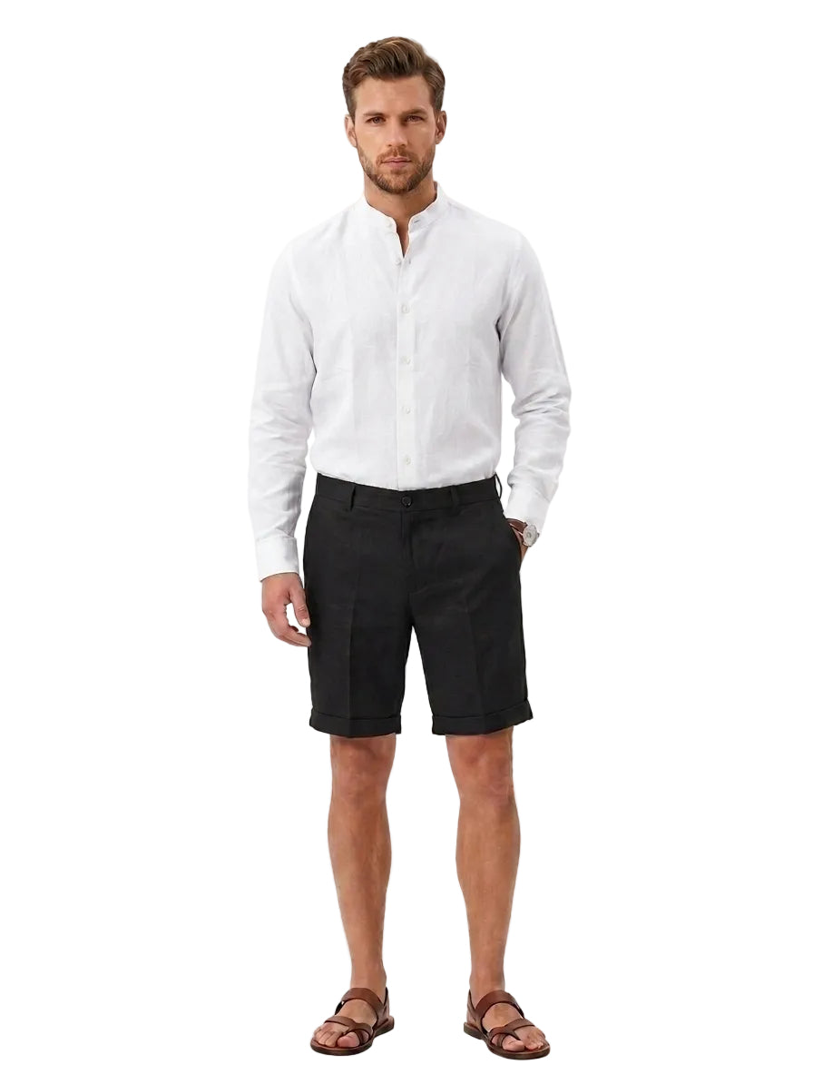 Camicia in puro lino con collo alla coreana FRAPE ONE