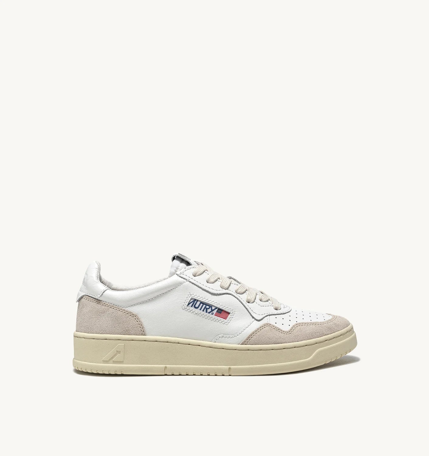 AUTRY SNEAKERS MEDALIST LOW IN PELLE BIANCA E SUEDE BEIGE