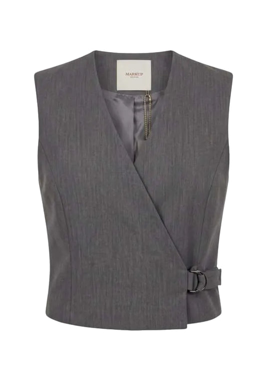 MARKUP Gilet in flanella pettinata con cintura laterale