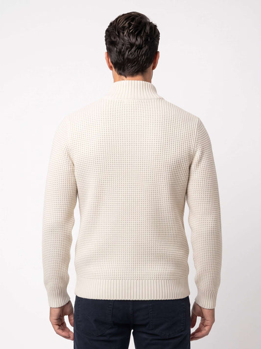 Cardigan Uomo a Nido d'Ape con Zip e Tasche Frontali