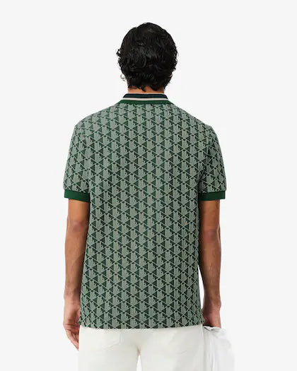 LACOSTE Polo dal taglio classico in jacquard con monogramma