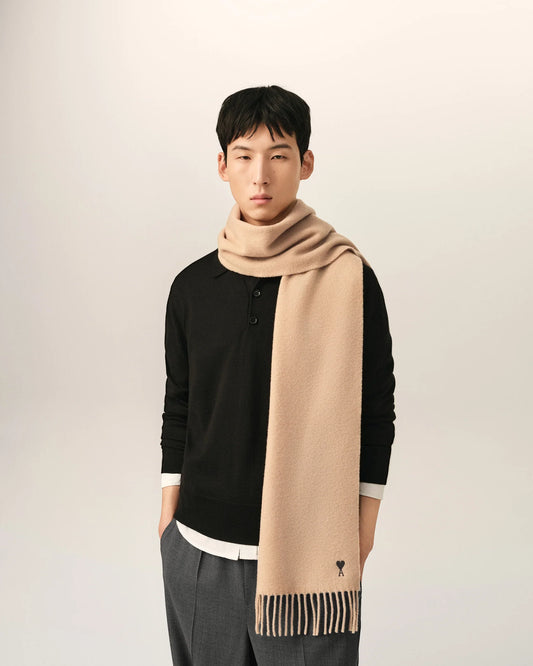 Sciarpa Ami de Cœur in lana beige