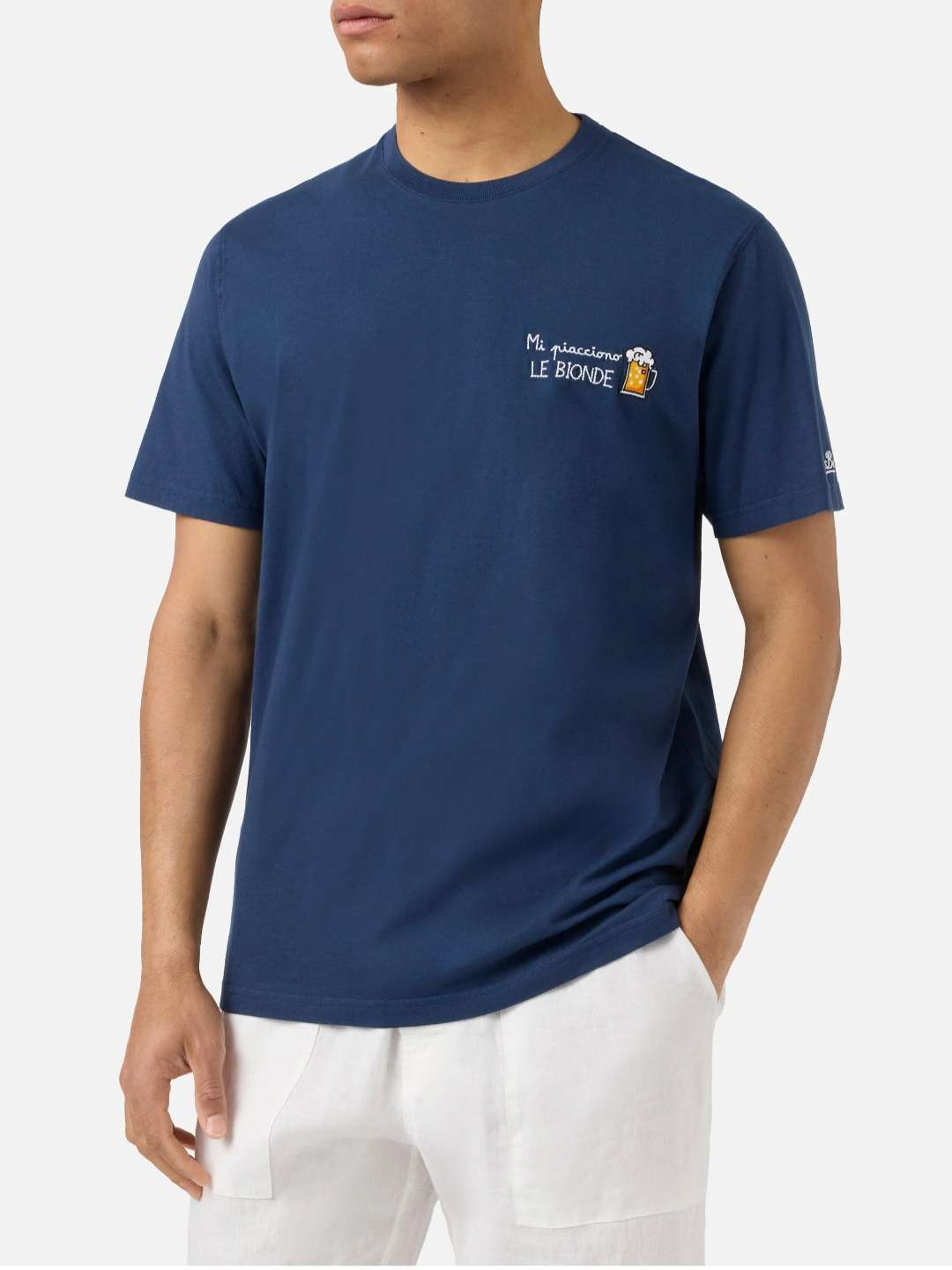 SAINT BARTH T-shirt Portofino blu con ricamo Mi Piacciono Le Bionde