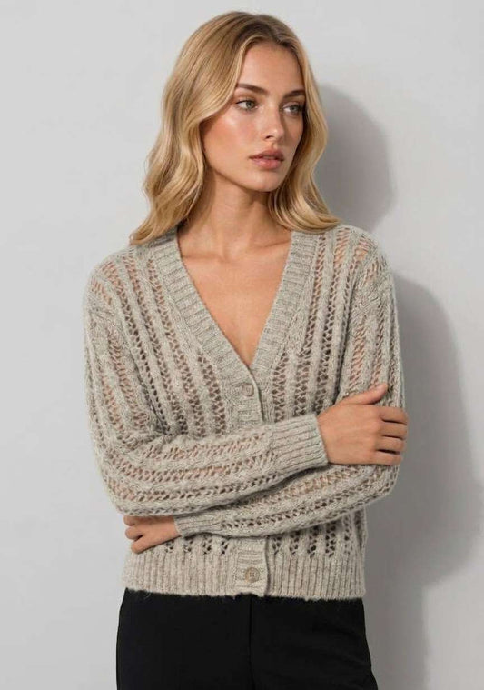 MARKUP Cardigan traforato a trecce in filo lurex