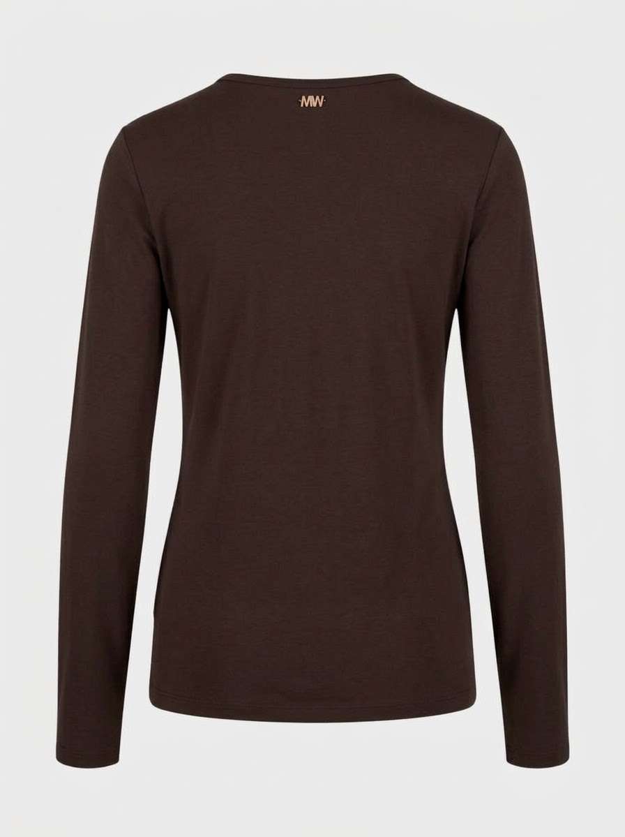 T-shirt girocollo in jersey misto cachemire