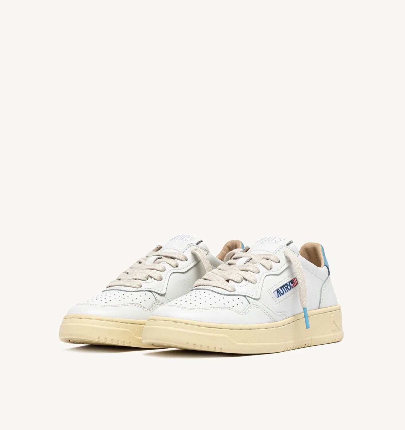 AUTRY SNEAKERS MEDALIST LOW IN PELLE BIANCA E FORGET ME NOT