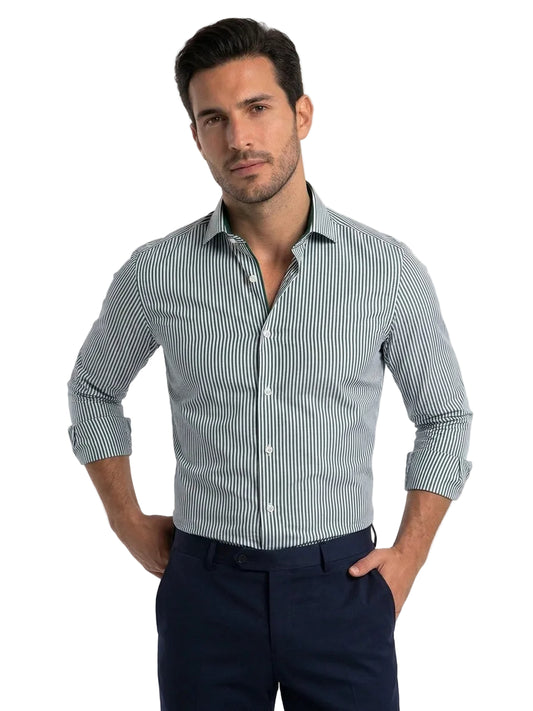 FRAPE ONE Camicia a righe bianco e verde