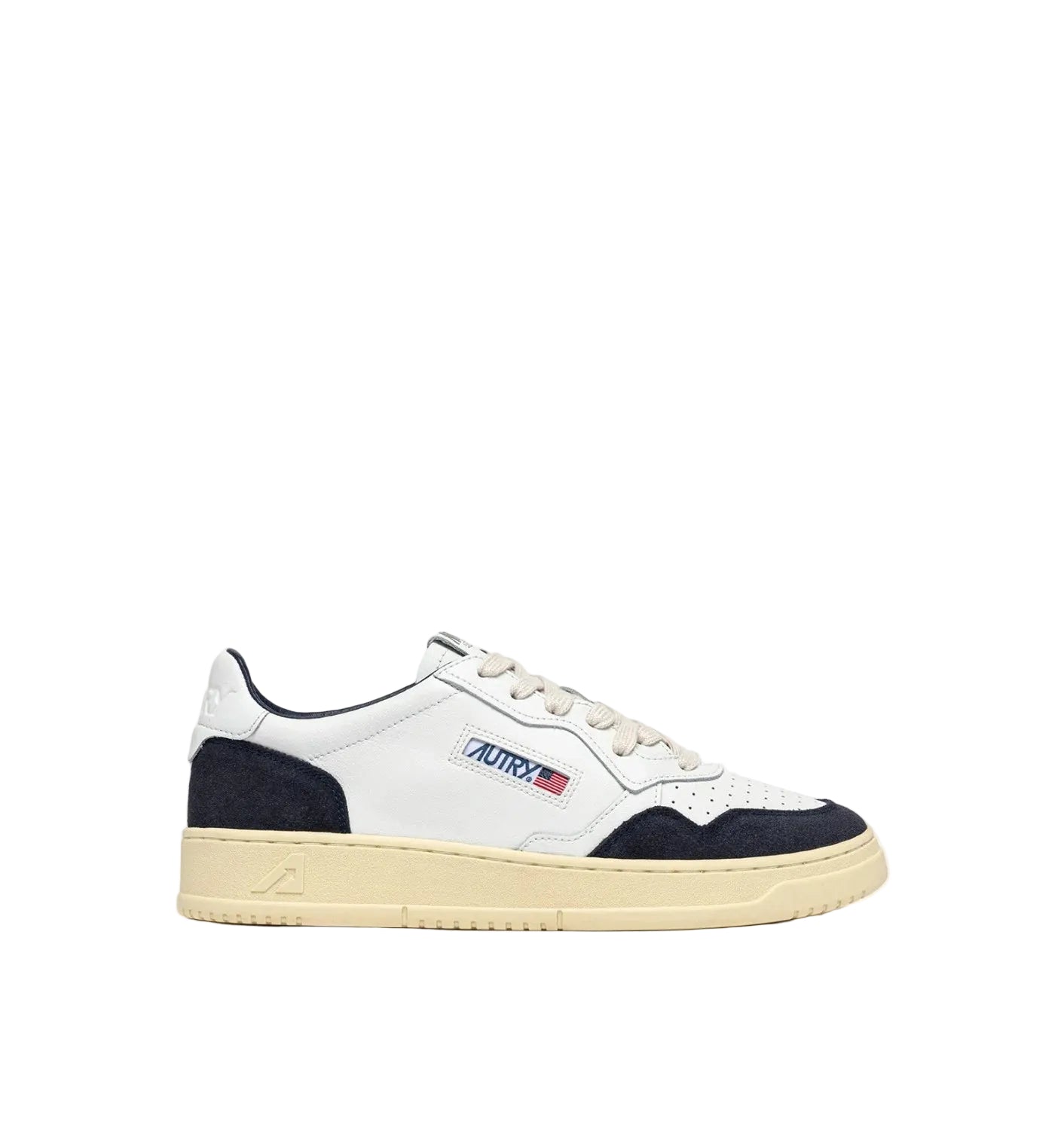 AUTRY SNEAKERS MEDALIST LOW IN PELLE BIANCA E SUEDE OCEANO