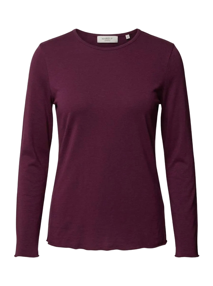 T-shirt girocollo in jersey misto cachemire