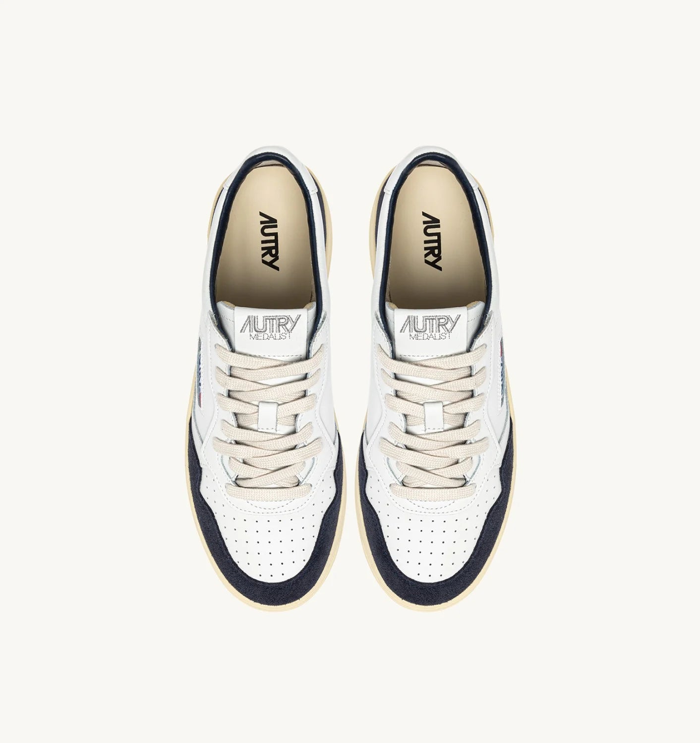 AUTRY SNEAKERS MEDALIST LOW IN PELLE BIANCA E SUEDE OCEANO