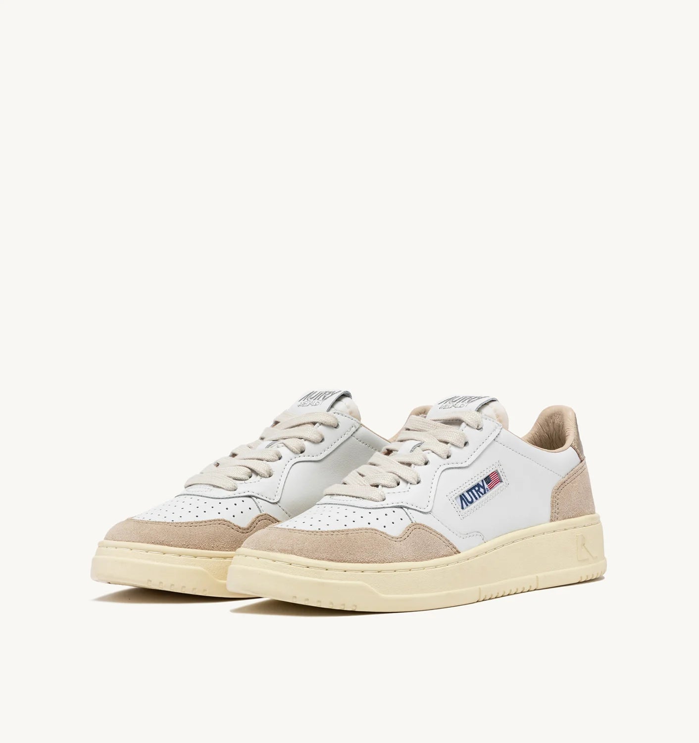 AUTRY SNEAKERS MEDALIST LOW IN PELLE E SUEDE BIANCA E ORO