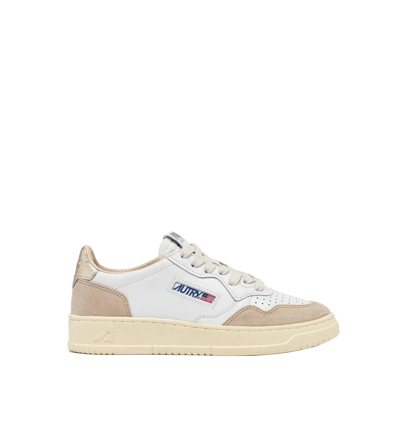 AUTRY SNEAKERS MEDALIST LOW IN PELLE E SUEDE BIANCA E ORO