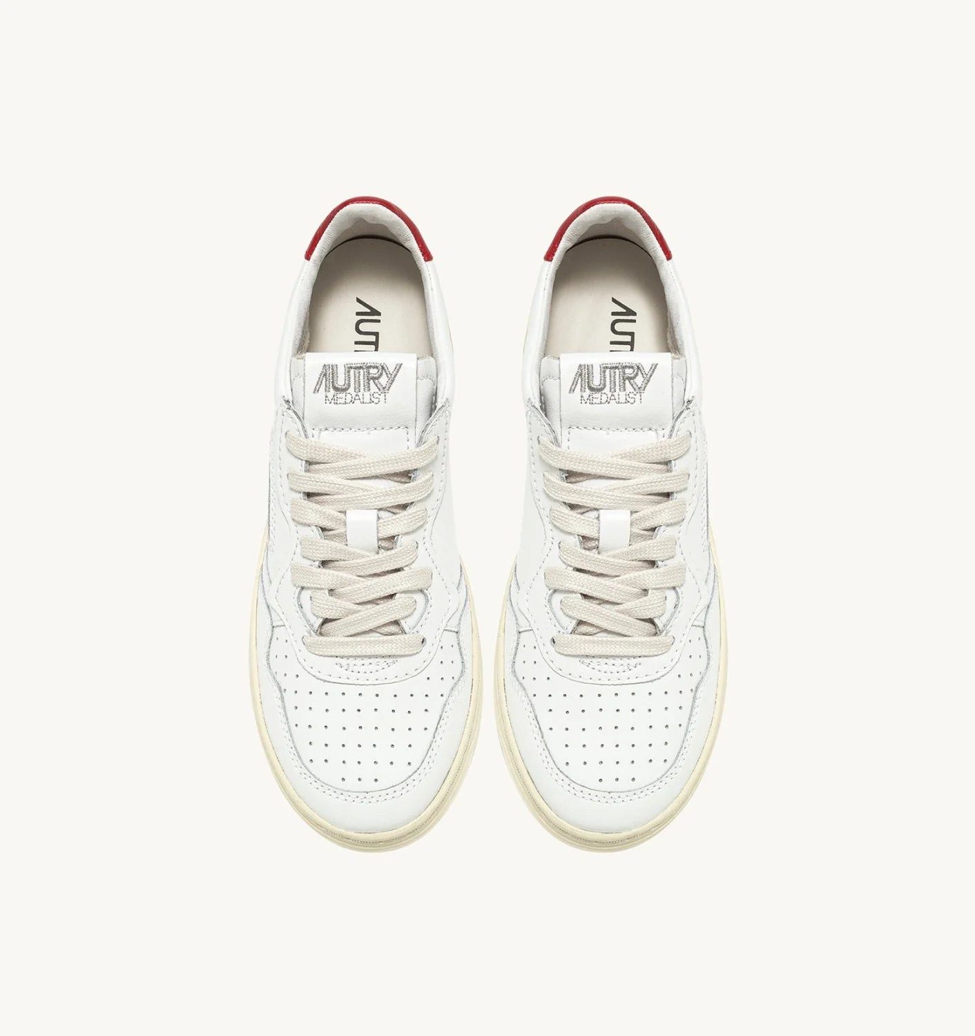 AUTRY SNEAKERS MEDALIST LOW IN PELLE BIANCA E ROSSA