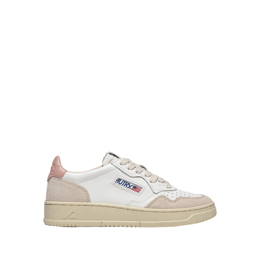 AUTRY SNEAKERS MEDALIST LOW IN PELLE BIANCA E POWDER E SUEDE BEIGE