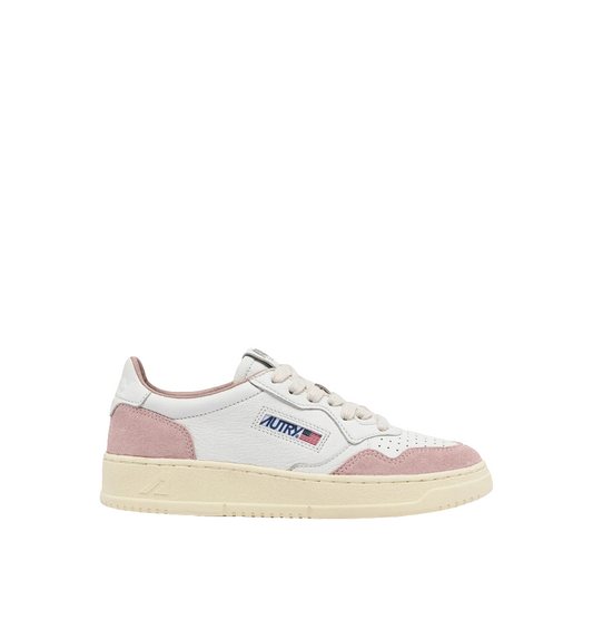 AUTRY SNEAKERS MEDALIST LOW IN PELLE E SUEDE COLORE BIANCO E POWDER
