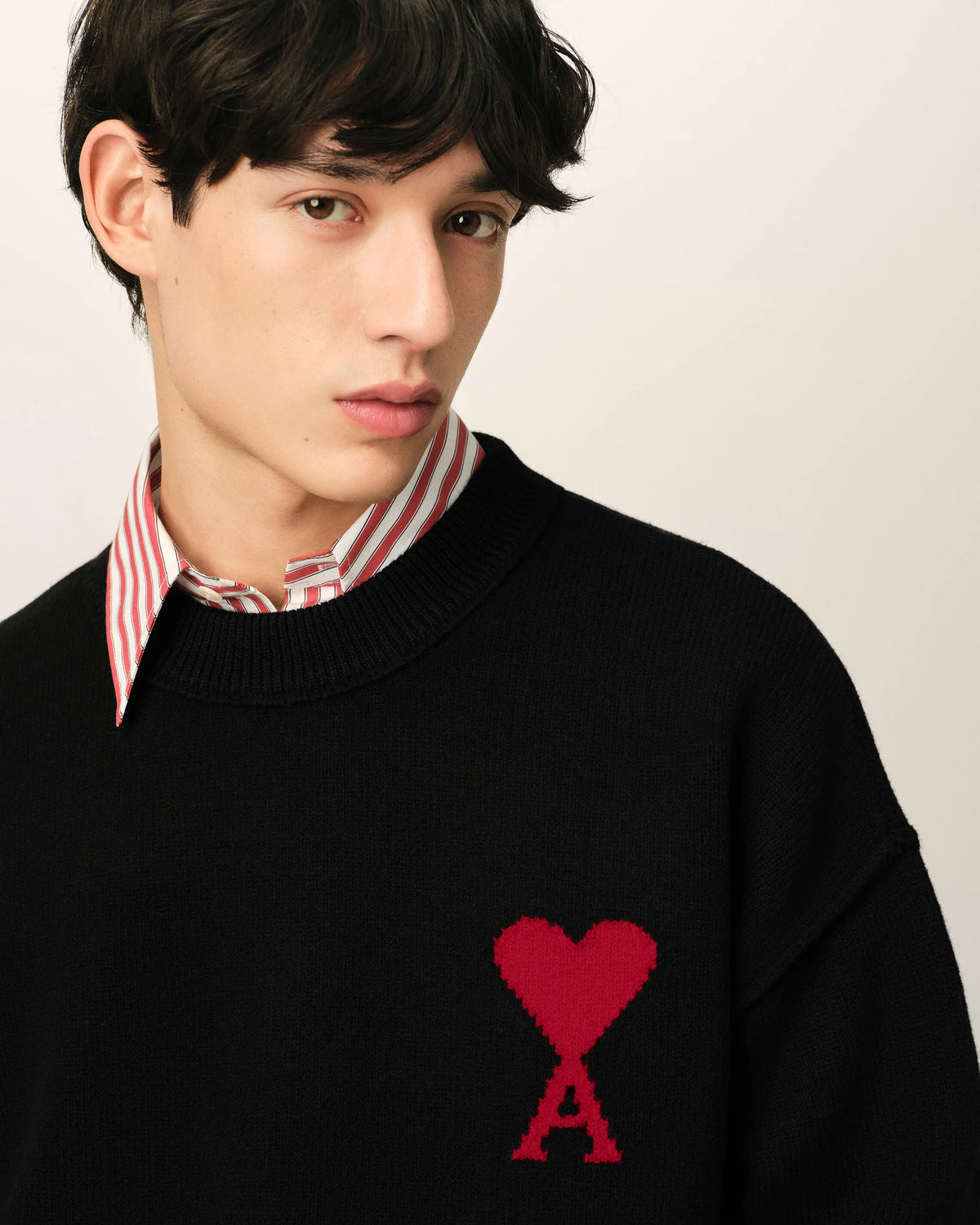 Maglione girocollo Ami de Cœur in lana nera