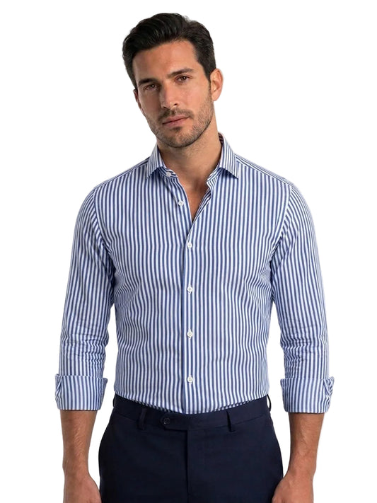 FRAPE ONE Camicia a righe bianco e blu