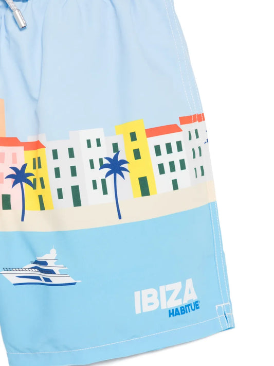 SAINT BARTH Costume mare lunghezza media Gustavia con stampa Ibiza