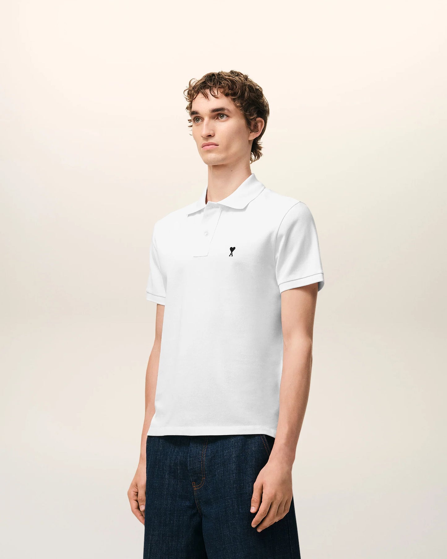 AMI White Cotton Short Sleeves Ami De Coeur Polo Shirt