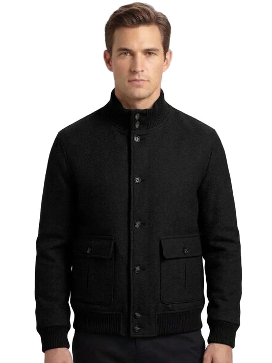 MARCO NILS Bomber Uomo in Misto Lana/Viscosa con Collo Alto