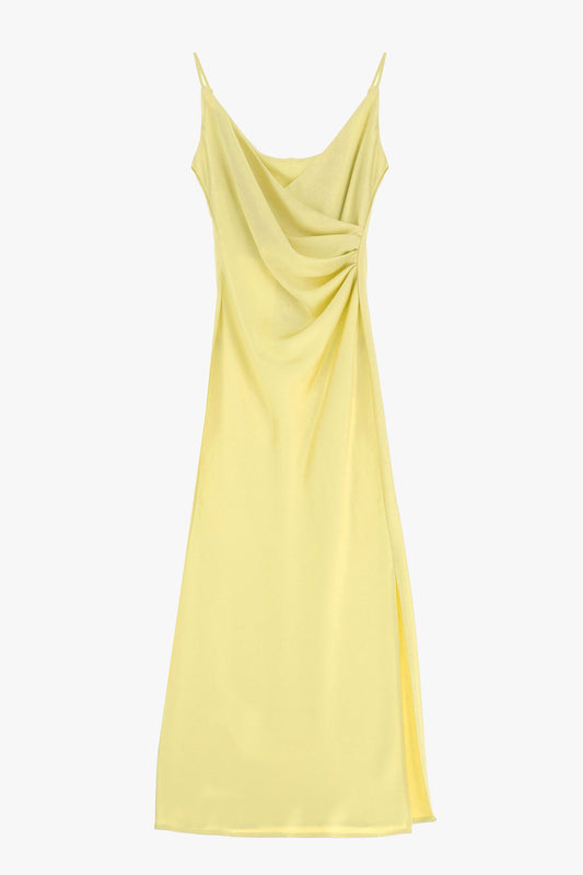 Vestito midi drappeggiato effetto satin